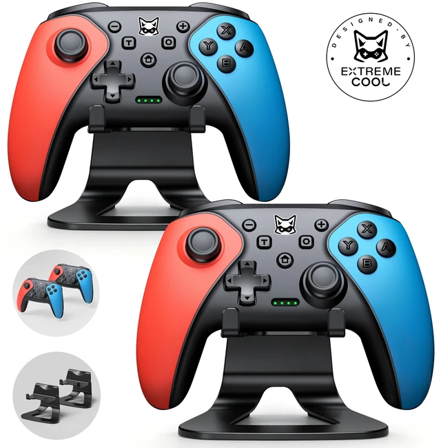 Main image of Controller 2-Pack, Wireless Pro Controller for Switch2/Switch/Lite/OLED, Bluetooth with Programmable Back Buttons, Turbo, Vibration, Gyro, Compatible with iOS/Android/PC, Includes 2 Stands