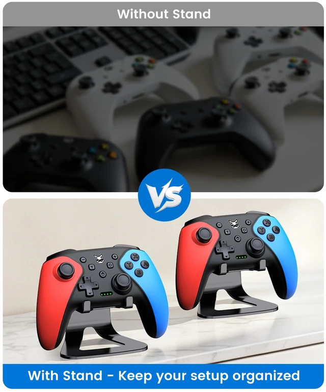 Alt view image 6 of 7 - Controller 2-Pack, Wireless Pro Controller for Switch2/Switch/Lite/OLED, Bluetooth with Programmable Back Buttons, Turbo, Vibration, Gyro, Compatible with iOS/Android/PC, Includes 2 Stands