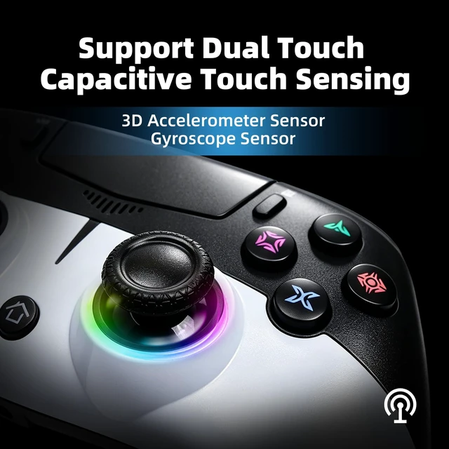 Alt view image 4 of 7 - Geemaker Wireless Game Controller, Black & White. Compatible with PS5, PC, iOS, Mac, Android, Steam Deck. Dual Vibration, 6-Axis Motion Control, Turbo, 3.5mm Audio Jack, Esports Grade Performance