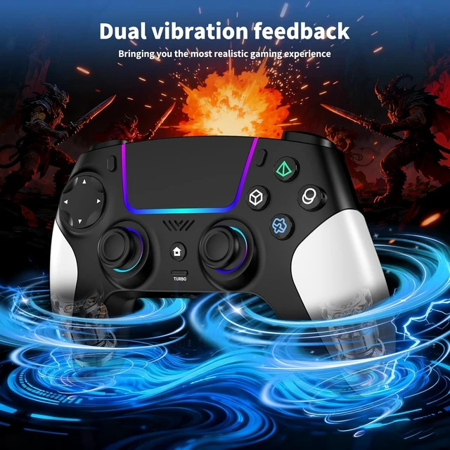 Alt view image 4 of 7 - VidPPluing Wireless Controller Compatible with PS5/Android/IOS/MAC/Steam Deck, Gamepad with LED Lighting/Hall Effect Trigger/Turbo/Macro/Dual Vibration/3.5mm Headset Jack - White