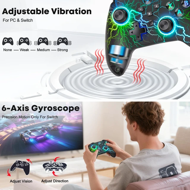 Alt view image 4 of 7 - AXYBCOOL Wireless PC Controller with Stand, PC Gaming Controller with Linear Triggers/Vibration/Turbo - No Dead Zone - Bluetooth Controller for PC/Switch/Switch 2/iOS/Android