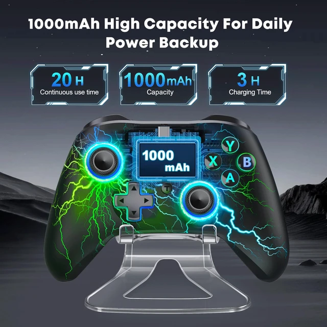 Alt view image 6 of 7 - AXYBCOOL Wireless PC Controller with Stand, PC Gaming Controller with Linear Triggers/Vibration/Turbo - No Dead Zone - Bluetooth Controller for PC/Switch/Switch 2/iOS/Android
