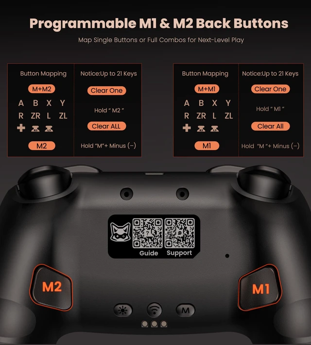 Alt view image 6 of 7 - Wireless Gaming Controller with Hall Joysticks & Triggers, Charging Dock Included. 1000Hz Polling Rate, 1000mAh Battery, RGB Lights, Programmable Keys, Turbo & Motion Control. Compatible with PC, Swit
