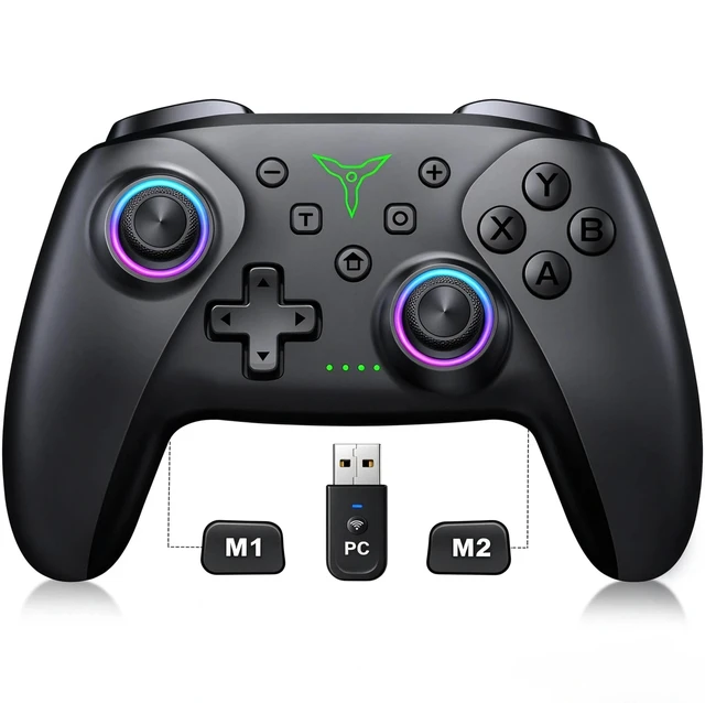 Main image of PC Controller, Wireless Bluetooth Controller, 1000mAh Battery, with Hall Effect Joysticks & Triggers, No Dead Zone, No Stick Drift, Controller for PC, Switch, iOS and Android, Cool Dynamic Light