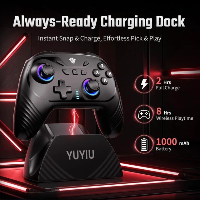 Alt view image 3 of 7 - YUYIU WindSeeker III Wireless Gaming Controller for PC with Charging Dock | Hall Effect Joysticks, RGB, Dual-Mode Triggers, Macro, Turbo, 6-Axis Gyro, Compatible with PC, Android, iOS and Switch
