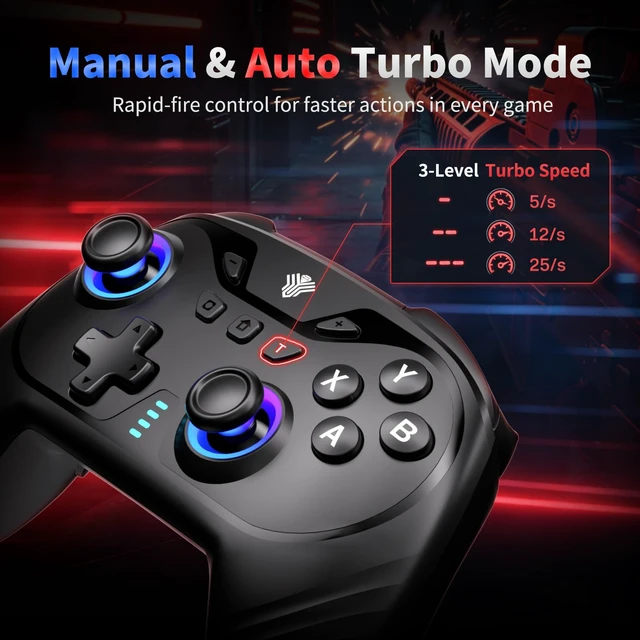 Alt view image 5 of 7 - YUYIU WindSeeker III Wireless Gaming Controller for PC with Charging Dock | Hall Effect Joysticks, RGB, Dual-Mode Triggers, Macro, Turbo, 6-Axis Gyro, Compatible with PC, Android, iOS and Switch