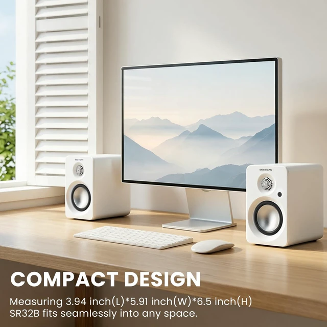 Alt view image 2 of 7 - BESTISAN Computer Speakers for Gaming, Powered Studio Monitor Speakers | Bluetooth 5.4 HDMI USB-C AUX Inputs for PC Desktop Ipad Turntable