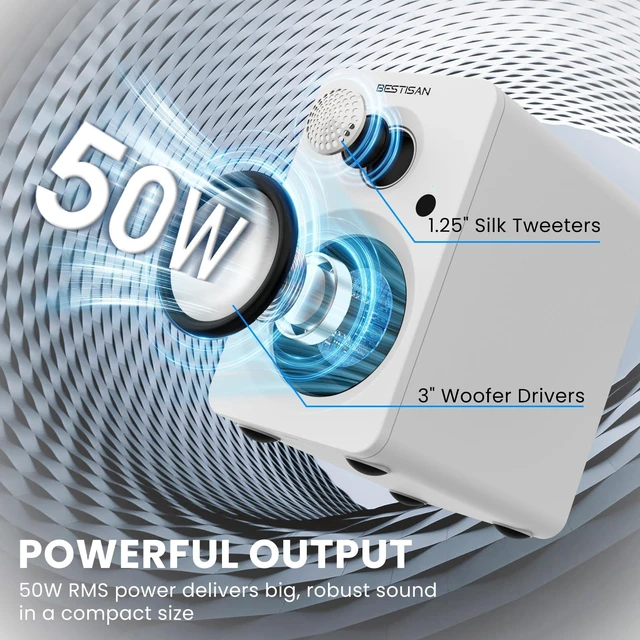 Alt view image 3 of 7 - BESTISAN Computer Speakers for Gaming, Powered Studio Monitor Speakers | Bluetooth 5.4 HDMI USB-C AUX Inputs for PC Desktop Ipad Turntable