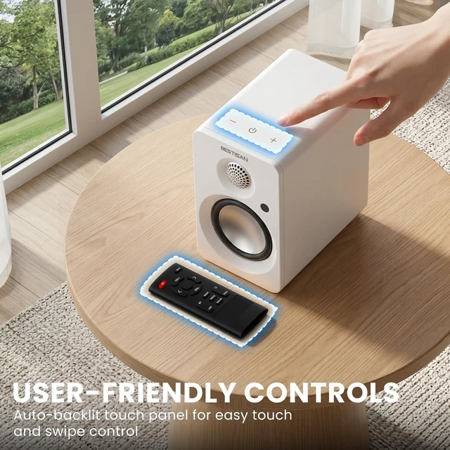 Alt view image 5 of 7 - BESTISAN Computer Speakers for Gaming, Powered Studio Monitor Speakers | Bluetooth 5.4 HDMI USB-C AUX Inputs for PC Desktop Ipad Turntable