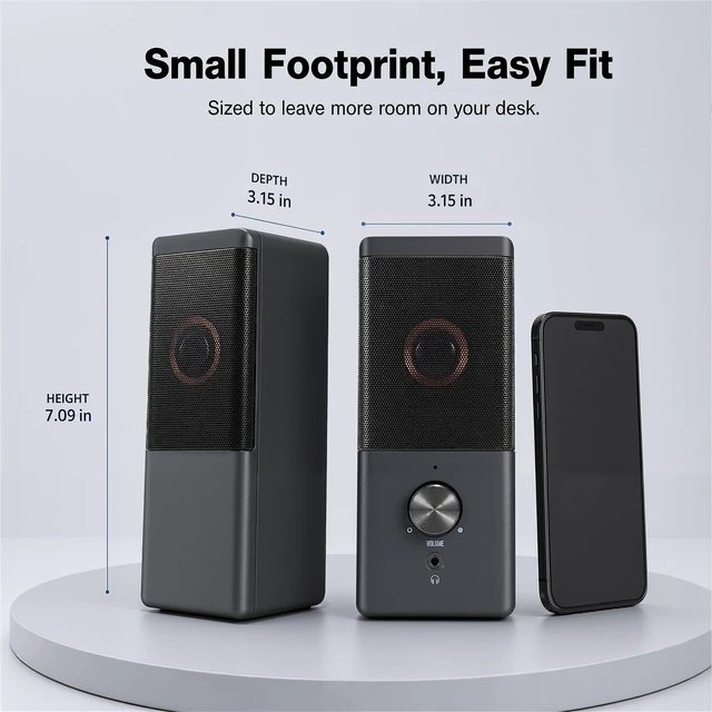 Alt view image 6 of 7 - ROSON Computer Speakers, USB Powered 3.5mm AUX Stereo for Desktop PC Laptop | Compact 2.0 Channel Speaker with Volume Control & Headphone Jack, 6W, Enhanced Audio, Plug & Play.