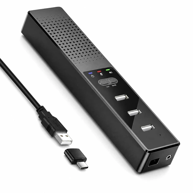 Main image of AiooTisu Conference Speakerphone for PC & Laptop, Bluetooth Speakerphone with AI Noise Reduction, 360° Voice Pickup, USB-C Plug and Play, Compatible with Zoom, Microsoft Teams, Skype & Webex