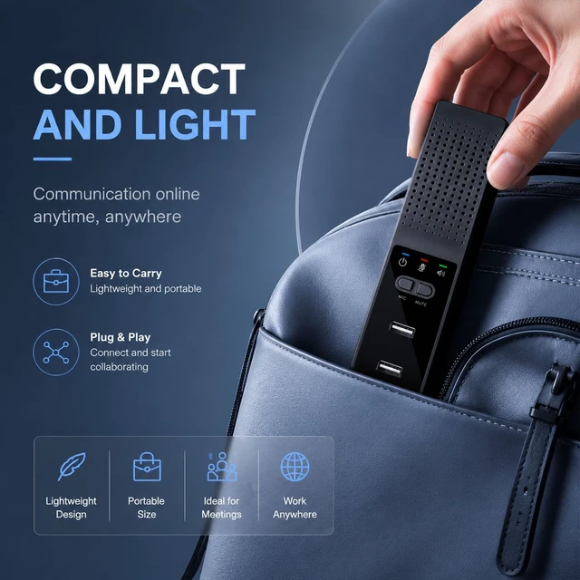 Alt view image 7 of 7 - AiooTisu Conference Speakerphone for PC & Laptop, Bluetooth Speakerphone with AI Noise Reduction, 360° Voice Pickup, USB-C Plug and Play, Compatible with Zoom, Microsoft Teams, Skype & Webex
