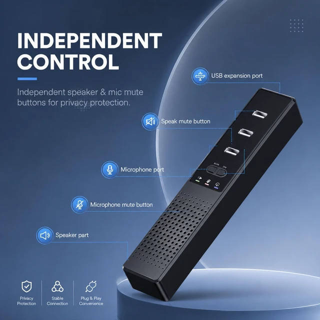 Alt view image 6 of 7 - AiooTisu Conference Speakerphone for PC & Laptop, Bluetooth Speakerphone with AI Noise Reduction, 360° Voice Pickup, USB-C Plug and Play, Compatible with Zoom, Microsoft Teams, Skype & Webex