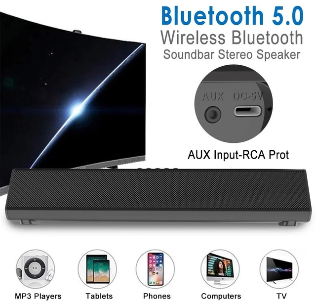 Alt view image 3 of 6 - Guppy Sound Bar 15.7 Inch Soundbar for Smart TV Speaker with USB/AUX Connectivity, PC Desktop Speaker, Stereo Wireless Computer Bar Speaker, Subwoofer, for TV/Desktop/Laptop (Black)
