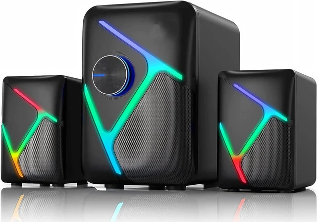 Main image of CORN 2.1 Gaming Speakers with RGB Gradient Light, PC Speakers with Dynamic Sound, USB Powered & 3.5mm Aux, Desktop Computer Speakers with Volume Control, Compatible with PC, Laptop, PS4, TV, Phone