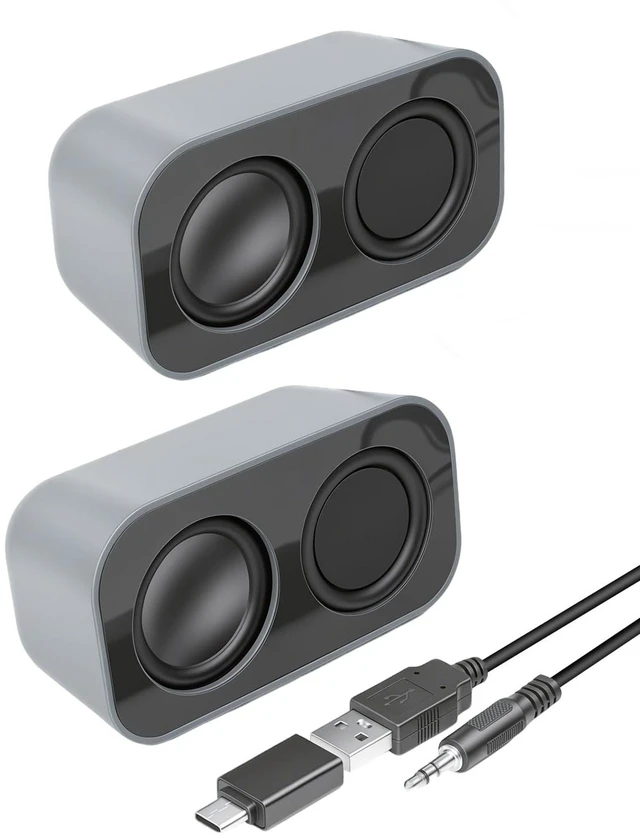 Main image of GELRHONR Computer Speakers for Desktop PC, 2×3W Small Stereo Speakers,USB Powered with 3.5mm Aux and Volume Control,Plug and Play for Laptop,Tablet 1.2M,Grey