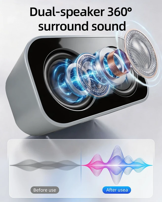 Alt view image 3 of 7 - GELRHONR Computer Speakers for Desktop PC, 2×3W Small Stereo Speakers,USB Powered with 3.5mm Aux and Volume Control,Plug and Play for Laptop,Tablet 1.2M,Grey