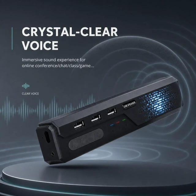 Alt view image 3 of 7 - lorvannis Conference Speakerphone for PC & Laptop, USB Wired Speaker with Microphone, 360° Voice Pickup, Plug and Play, Computer Speaker for Zoom, Teams, Skype (7)
