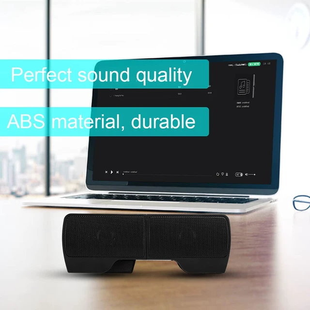Alt view image 7 of 7 - USB Mini Soundbar, Portable Soundbar Speaker with 3.5mm Plug, Desktop Audio Speaker for Laptop, PC, TV, Smartphone