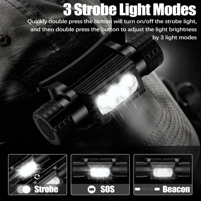 Alt view image 3 of 7 - Headlamp Rechargeable, 2000 Lumen Super Bright LED Head Lamp for Adults, IP67 Waterproof Rechargeable Headlight with 9 Modes, Head Flashlight with 2600 mAh for Outdoor Camping Hiking Fishing Running