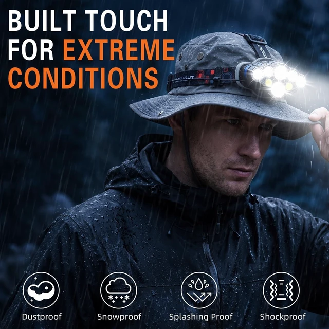 Alt view image 4 of 7 - MIOISY Led Headlamp Rechargeable 3 Pack, Super Bright Headlight Flashlight | 8 Modes Head Lights for Forehead with White Red Light, IPX4 Waterproof Head Lamp for Outdoor Running Hiking Fishing, Black