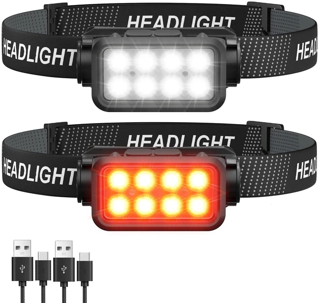 Main image of Rechargeable Headlamp Flashlight, 8 LED 2500 Lumen Super Bright Headlight with White Red Light & Motion Sensor, 2-Pack Waterproof Head Lamp for Adult Kid, Headlamps for Outdoor Camping Running Fishing
