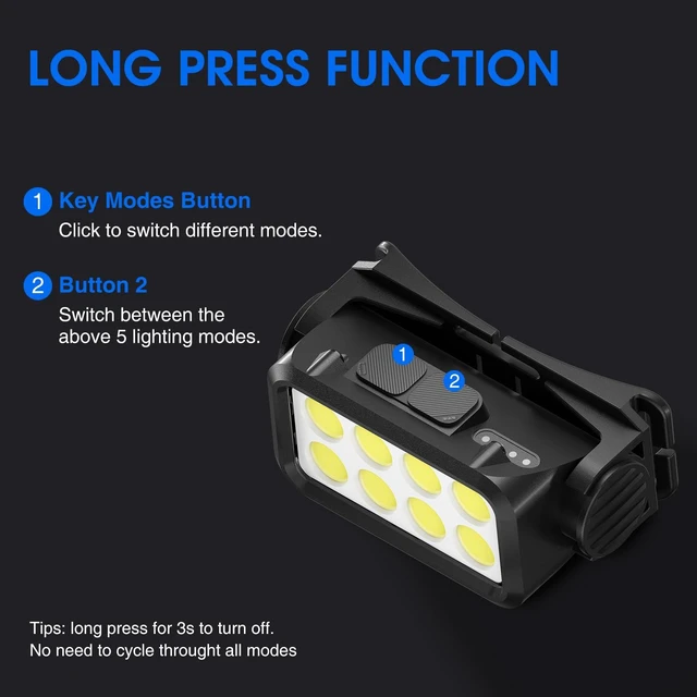 Alt view image 2 of 6 - Rechargeable Headlamp Flashlight, 8 LED 2500 Lumen Super Bright Headlight with White Red Light & Motion Sensor, 2-Pack Waterproof Head Lamp for Adult Kid, Headlamps for Outdoor Camping Running Fishing