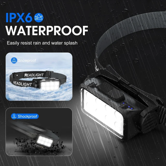 Alt view image 6 of 6 - Rechargeable Headlamp Flashlight, 8 LED 2500 Lumen Super Bright Headlight with White Red Light & Motion Sensor, 2-Pack Waterproof Head Lamp for Adult Kid, Headlamps for Outdoor Camping Running Fishing