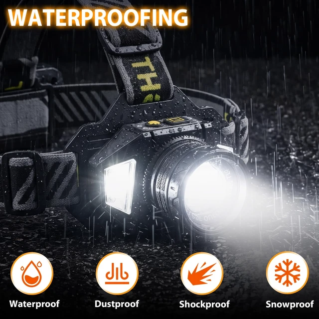 Alt view image 6 of 6 - Bud K High Lumens Rechargeable LED Headlamp, 99000 Lumens Super Bright Motion Sensor, 8 Modes White/Warm/Red Light, 95H Runtime IPX7 Waterproof 90° Adjustable for Camping Fishing Hard Hat Night Work