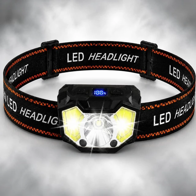 Main image of ATFIXM Rechargeable Headlamp, 1Pack Super Bright Waterproof LED Headlight, 6 Lighting Modes with Motion Sensor, HandsFree Lamp for Hiking Camping Running Outdoors
