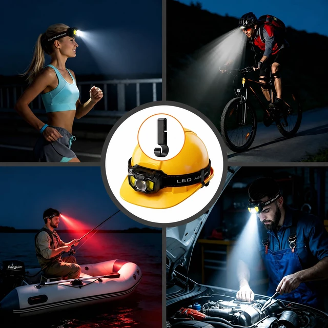 Alt view image 5 of 5 - ATFIXM Rechargeable Headlamp, 1Pack Super Bright Waterproof LED Headlight, 6 Lighting Modes with Motion Sensor, HandsFree Lamp for Hiking Camping Running Outdoors