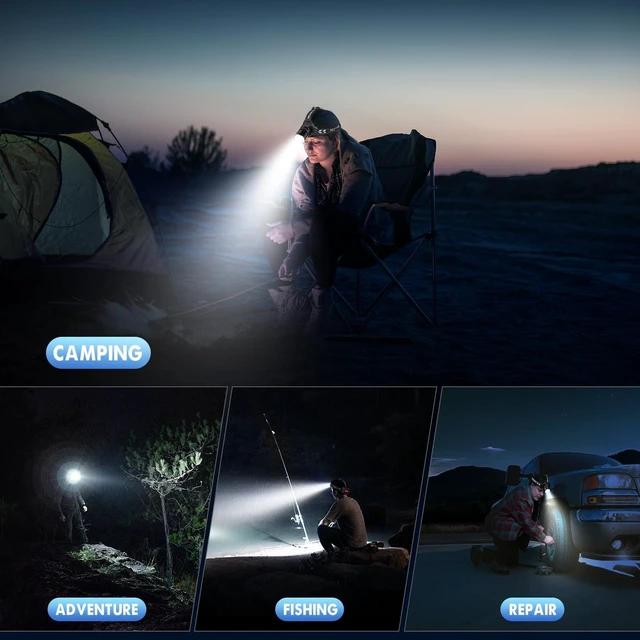 Alt view image 6 of 7 - Rechargeable Headlamp, Super Bright LED Headlamp, 5 Modes Zoomable | USB-C Rechargeable, IPX7 Waterproof, 125° Adjustable Beam, Head Light for Adults, Outdoor, Camping, Hiking, Hunting, Hard Hat