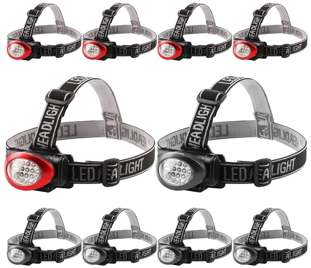 Main image of Lichamp Headlamp, 10 Pack 12 LED 3 Mode Portable Head Lamp Flashlight, Outdoor Lightweight Durable Headlight for Running, Camping, Reading, Fishing, Hunting, Walking, Jogging, Black + Red Color