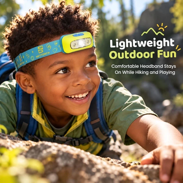 Alt view image 2 of 7 - Kids Headlamp 1200mAh Boys Head Light Camping/Christmas/Halloween | Motion Sensor LED Head Light for Boys & Girls, USB-C Camping Gear, Waterproof, Hiking, Reading, Emergency Stocking Stuffers