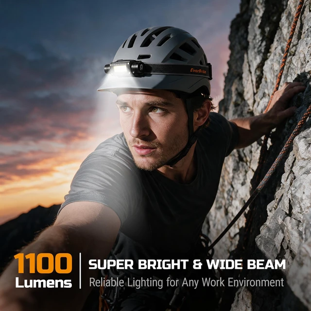 Alt view image 3 of 7 - EverBrite 1100LM Rechargeable Headlamp, Magnetic Work Head Lamp | Super Bright, White Red Green Light Option, Memory Function, Detachable Design, Magnetic Base, 90° Adjustable, 6 Light Modes