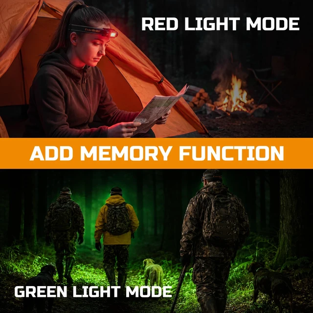 Alt view image 5 of 7 - EverBrite 1100LM Rechargeable Headlamp, Magnetic Work Head Lamp | Super Bright, White Red Green Light Option, Memory Function, Detachable Design, Magnetic Base, 90° Adjustable, 6 Light Modes