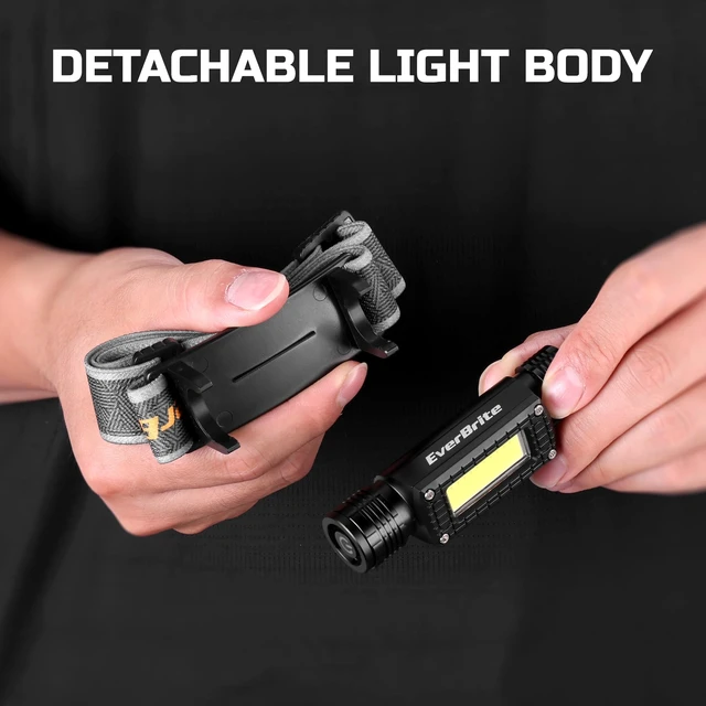 Alt view image 6 of 7 - EverBrite 1100LM Rechargeable Headlamp, Magnetic Work Head Lamp | Super Bright, White Red Green Light Option, Memory Function, Detachable Design, Magnetic Base, 90° Adjustable, 6 Light Modes
