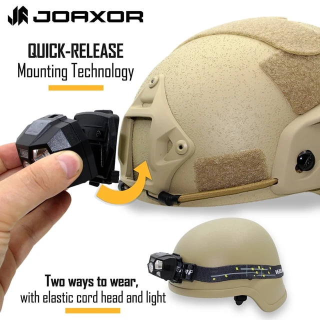 Alt view image 2 of 7 - JOAXOR Tactical Helmet Light Flashlight,800 Lumen Ultra-Light Bright LED Rechargeable Helmet Light with White Red Light Waterproof Motion Sensor Head Lamp,5 Mode for Outdoor Camping Running Hiking