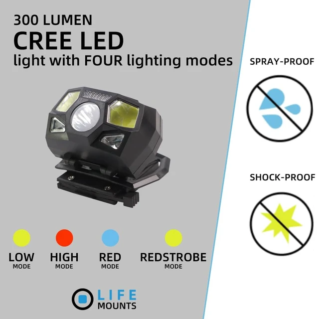 Alt view image 5 of 7 - JOAXOR Tactical Helmet Light Flashlight,800 Lumen Ultra-Light Bright LED Rechargeable Helmet Light with White Red Light Waterproof Motion Sensor Head Lamp,5 Mode for Outdoor Camping Running Hiking