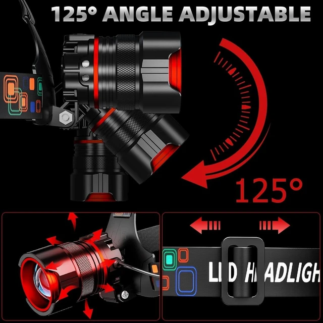 Alt view image 5 of 7 - Headlamp Flashlight, Lumen Bright Head Lamps LED Rechargeable Camping | 8 Modes IPX5 Waterproof for Camping Fishing Cycling Climbing Household Use 100000 Lumens Ultra Bright