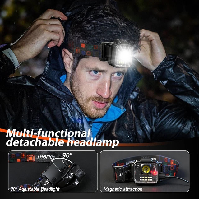 Alt view image 4 of 7 - Headlamp Rechargeable 4Pack, 3000 Lumen Ultra-Light Bright Headlamp Flashlight, Clip-on detachable portable LED headlamp with Motion Sensor, 5 Mode Rechargeable Headlamps for Outdoor Camping Fishing