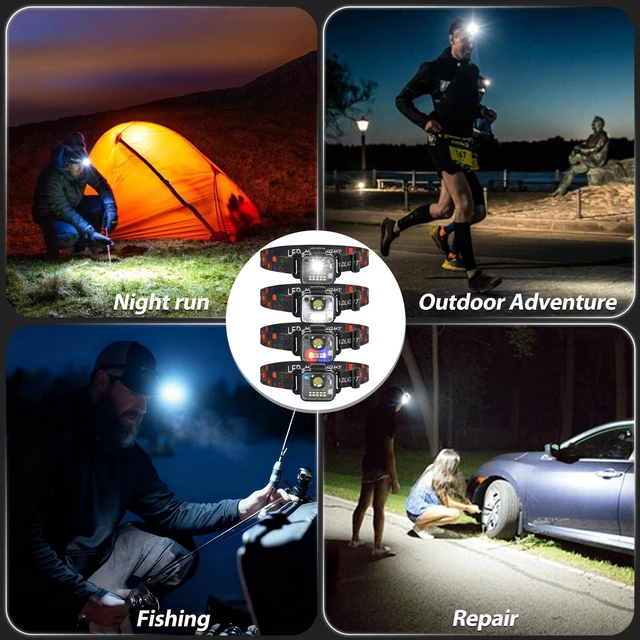 Alt view image 6 of 7 - Headlamp Rechargeable 4Pack, 3000 Lumen Ultra-Light Bright Headlamp Flashlight, Clip-on detachable portable LED headlamp with Motion Sensor, 5 Mode Rechargeable Headlamps for Outdoor Camping Fishing