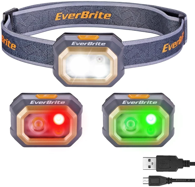 Main image of EverBrite 700 Lumens Rechargeable Headlamp with White Red Green Light Modes | 700 Lumens, White Red Green Light Modes, Stepless Dimming, Memory Function, 60° Tilt, 6 Modes for Hunting, Camping, Hiking