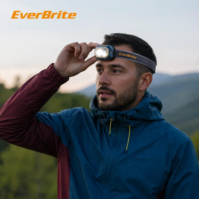 Alt view image 2 of 7 - EverBrite 700 Lumens Rechargeable Headlamp with White Red Green Light Modes | 700 Lumens, White Red Green Light Modes, Stepless Dimming, Memory Function, 60° Tilt, 6 Modes for Hunting, Camping, Hiking