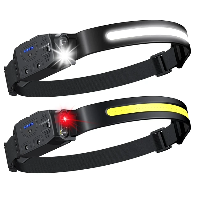 Main image of LHKNL Rechargeable Headlamp 2Pcs-230° Wide Beam Head Lamp,Hard Hat Light | White Red Light, 6 Mode, Motion Sensor, Long Lasting, Led Headlight Flashlight for Adults Camping,Hiking,Running