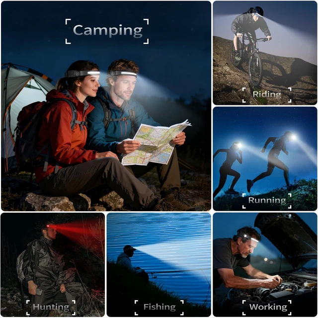 Alt view image 7 of 7 - LHKNL Rechargeable Headlamp 2Pcs-230° Wide Beam Head Lamp,Hard Hat Light | White Red Light, 6 Mode, Motion Sensor, Long Lasting, Led Headlight Flashlight for Adults Camping,Hiking,Running