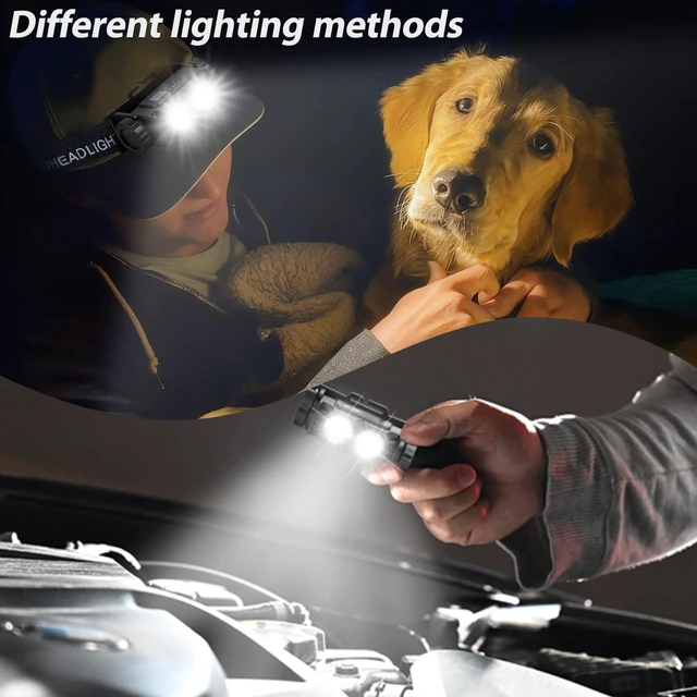 Alt view image 5 of 6 - Bud K 6pack Headlamp Rechargeable, 5000L Super Bright Light LED Rechargeable Headlight, 3 Modes, Detachable Flashlight & Waterproof Head Lamp for Adult, Running, Outdoor, Emergency, Hard Hat Light