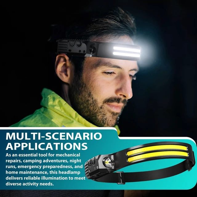 Alt view image 6 of 7 - Bud K Rechargeable Headlamp 8 Pack, LED Headlight Flashlight Super Bright with 230° Wide Beam, 5 Modes Waterproof Head Lamp for Outdoor Hiking Running Camping