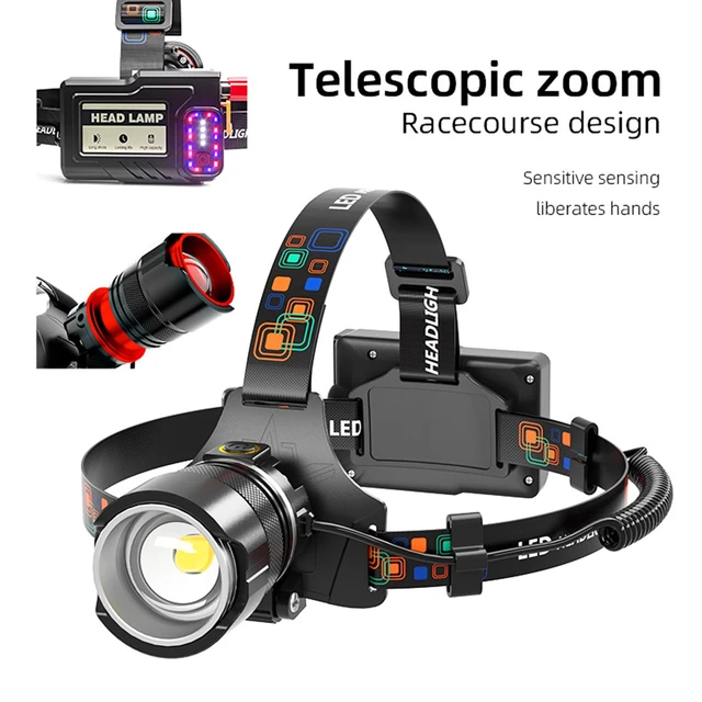 Alt view image 3 of 7 - Headlamp Rechargeable 90000 Lumens Ultra Bright Head Lamp Super Bright Hard Hat Light Zoomable IPX54 Headlight Camping Accessories 6 Modes Waterproof Headlight Camping Gear for Adults Cycling Running