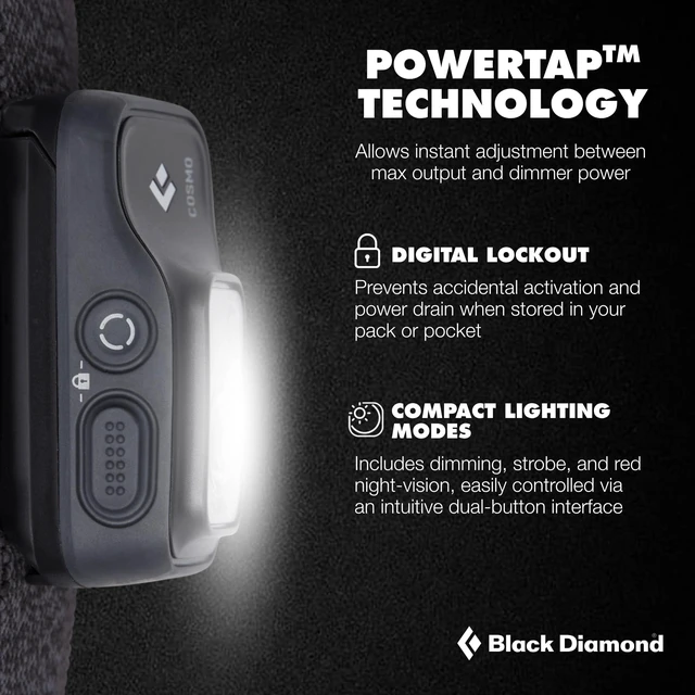 Alt view image 3 of 5 - Cosmo 350 Headlamp, AAA Powered, Dimmable Bright, BD Graphite | 350 lumens, red night vision, dual-fuel compatibility, BD 1500 battery compatible, for hiking, camping, emergencies